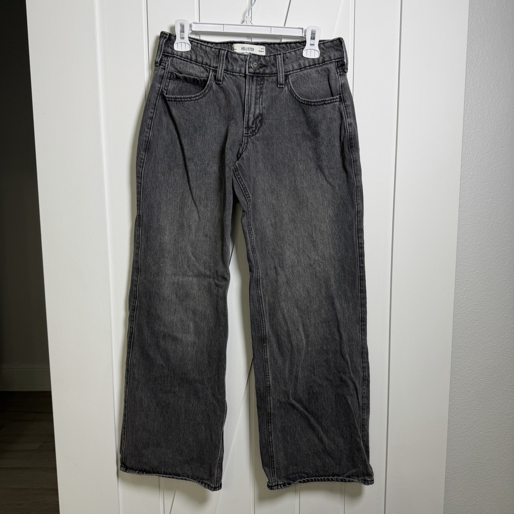 Hollister low rise baggy jeans women's 4R W27 Faded Black Wash Streetwear Grunge